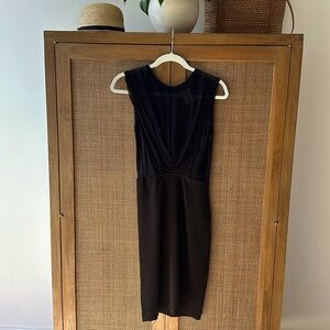 Little black dress, sheer top